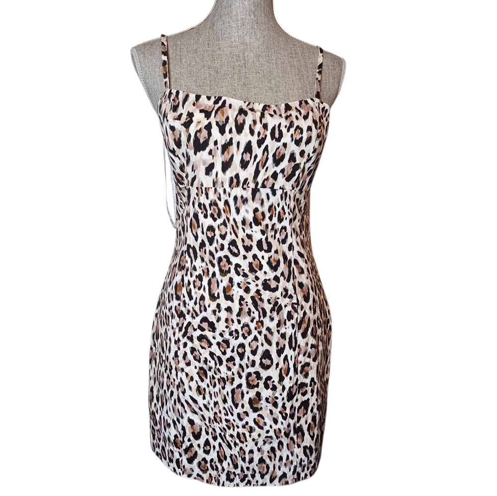 Avec Les Filles Dress & Jacket 2-Piece Set Women's Size 6 Cotton Leopard Print